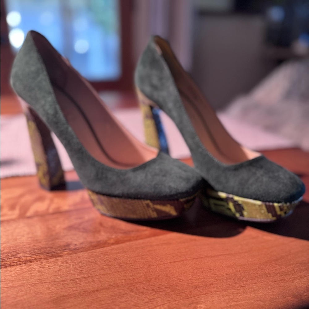 Prada Green and Black Platform Shoes